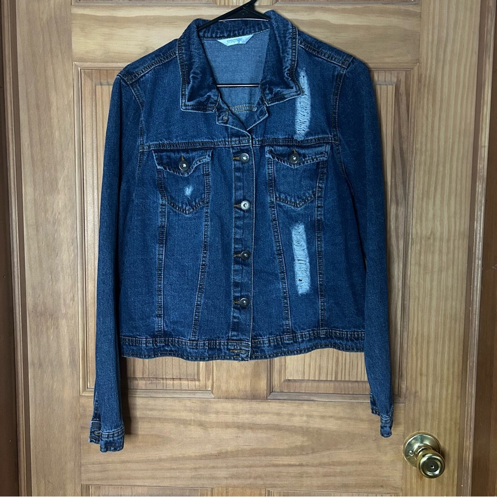 Distressed Highway Jeans Blue Jean Jacket 100% cotton - Picture 1 of 7